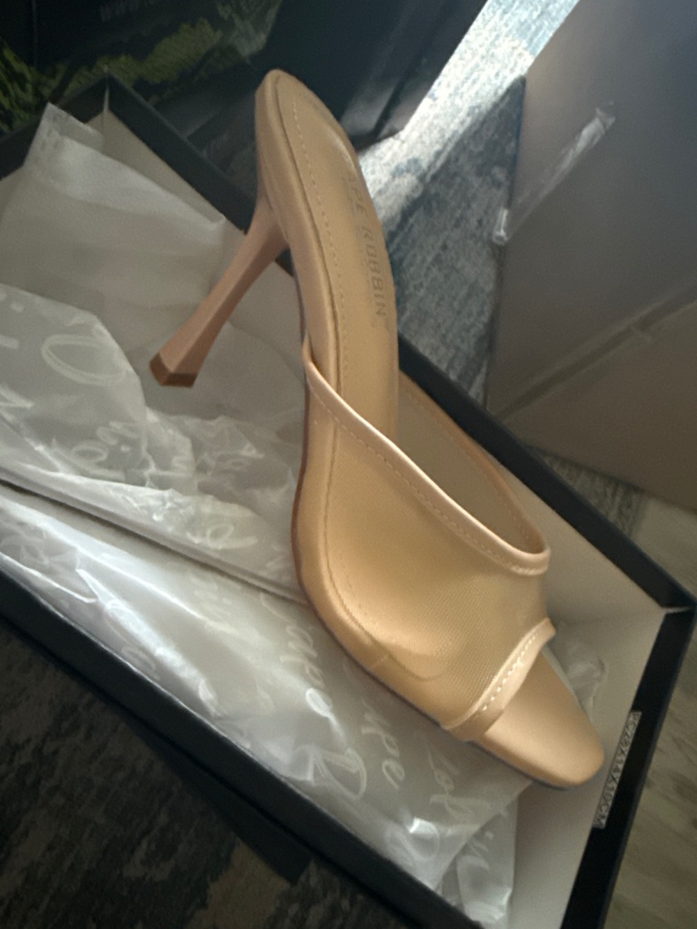 Nude mesh heels